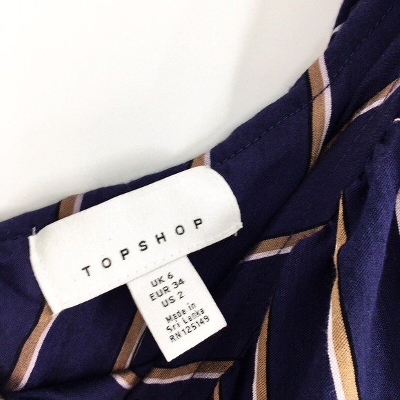 Topshop The Sicily Stripe One Shoulder Flounce Midi Dress Womens Size 2 - Picture 3 of 5